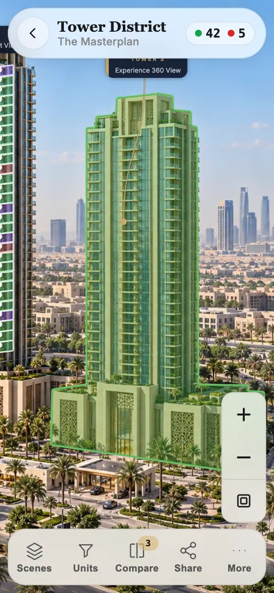 منطقة الأبراج على الهاتف، بحالة التوافر ظاهرة أعلى الشاشة
